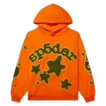 Sp5der Beluga Hoodie Sp5 Brown Logo – Orange