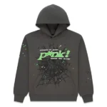 Sp5der Web Graphic Hoodie Charcoal Green