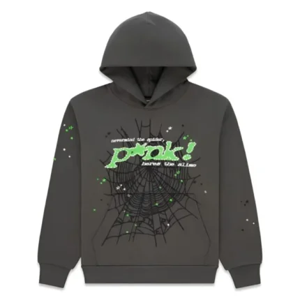 Sp5der Web Graphic Hoodie Charcoal Green